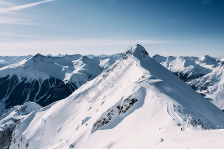 奥地利雪山被雪覆盖着的山峰背景