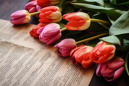 美丽的花朵和信件高清图片
