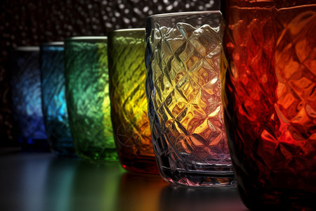 彩色质感玻璃酒杯图片