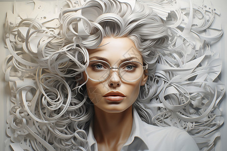 女性假发素材3D人物肖像设计图片