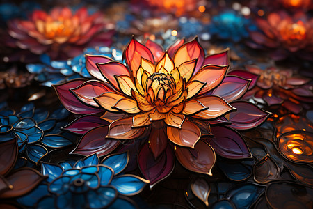 玻璃花3D花卉艺术品设计图片