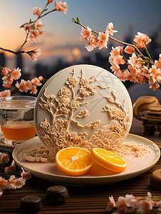 橘子包装精致的月饼包装设计图片