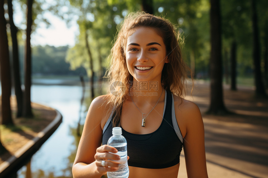 户外锻炼的女士图片