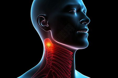 喉咙痛蔓延到颈部高清图片