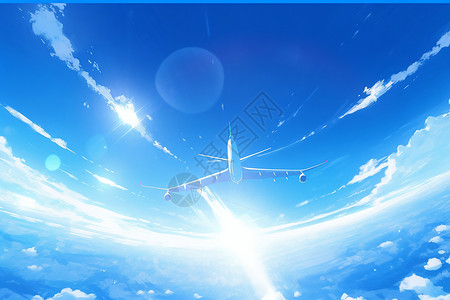 天空中航行的飞机背景图片