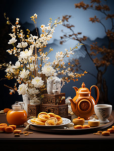 美味茶品中秋节粤式蛋黄月饼设计图片