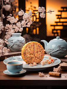美味的粤式月饼背景图片