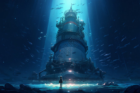 探索海洋深处的潜水器背景图片