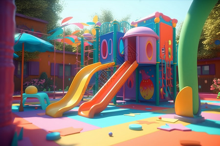儿童乐园背景彩色儿童乐园滑梯设计图片
