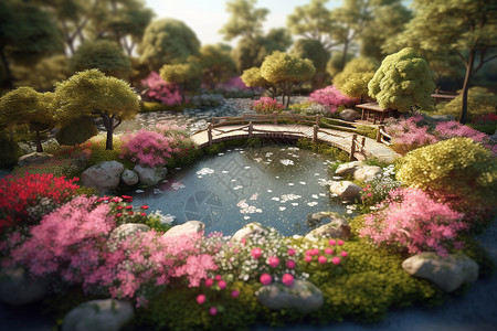 湖水公园微型的家庭花园设计设计图片