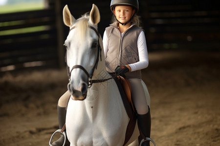 女孩快乐的骑着马图片