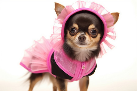 穿着粉红色衣服的小狗高清图片