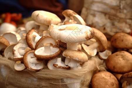 秋季的蘑菇秋季棕色新鲜蘑菇背景