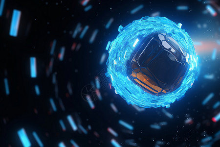 蓝色3d漩涡球体爆发眩光背景图片