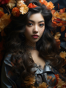 秋天的魅力女人背景图片