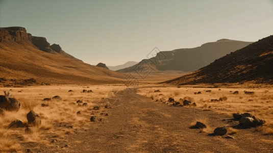 山脉中干旱的山地景观高清图片