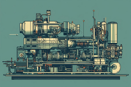 工业加工厂机械平面插图背景图片