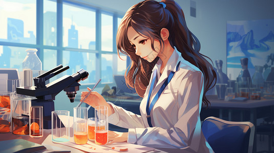 化学实验仪器实验室正在实验的研究人员插画