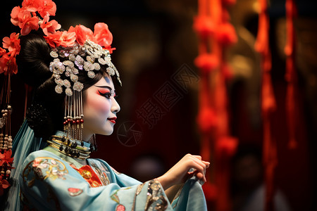 京剧艺术正在唱戏的女人背景