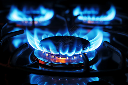 蓝色的火焰厨房火炉子高清图片