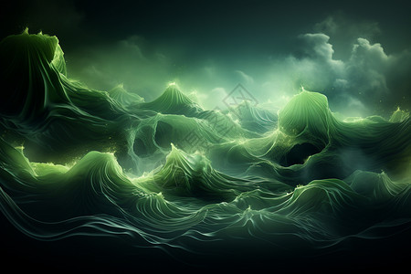 3D绿色海浪图片
