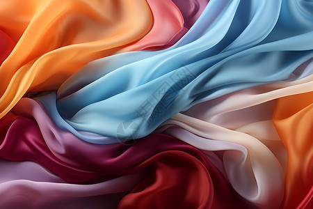 多彩的丝绸纺织品颜色高清图片