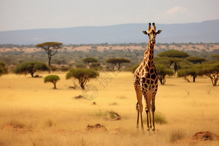 南非野外草原空旷草原的长颈鹿背景