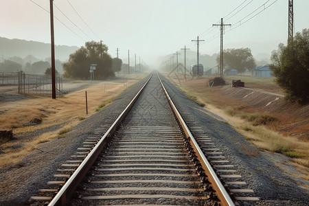 宁静的铁路道口图片