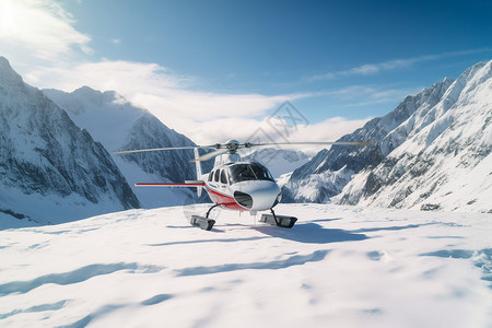 雪山执行任务的直升飞机图片