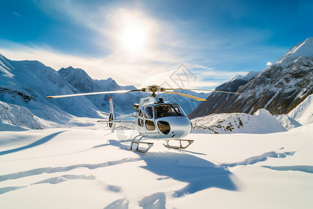 雪山顶救援的直升飞机背景图片
