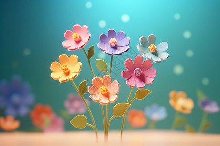 梦幻色彩的3D花朵图片