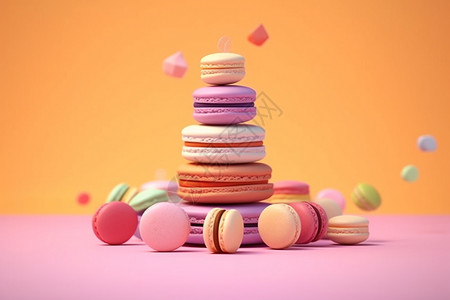 制作甜品精致制作的马卡龙设计图片