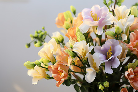 美丽彩色花瓶一束彩色的花背景
