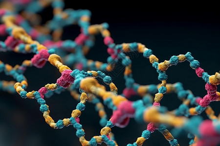DNA彩色链分子模型背景图片
