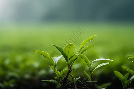 茶园中的茶叶特写高清图片