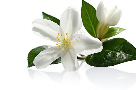 盛开的白色茉莉花背景图片