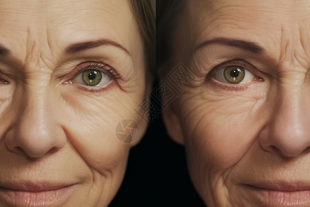 女性对比图去皱后的面部对比图背景