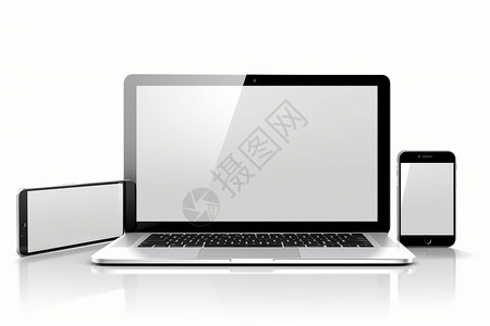 桌子上的笔记本白色背景上的电子产品设计图片