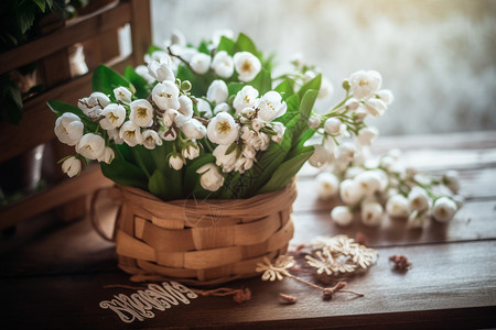 白色小花装饰盆栽高清图片