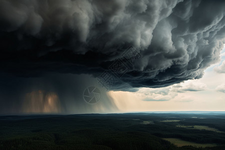 辽阔草原上的雷暴天气背景图片