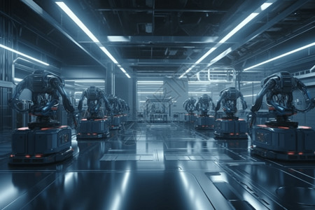 未来派智能机器人生产工厂背景图片