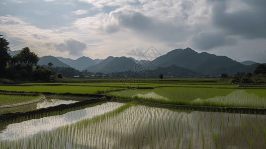 山间稻田的自然景观图片