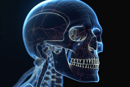 3D医学研究人类头骨概念图图片