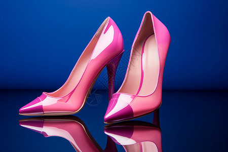 一双粉色女士皮鞋图片