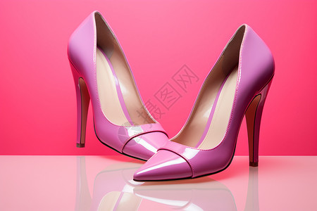 粉色女士皮鞋背景图片