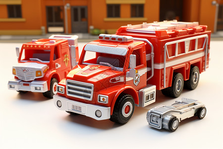 儿童消防车3辆玩具车背景