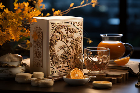 茶礼盒精致的月饼礼盒设计图片