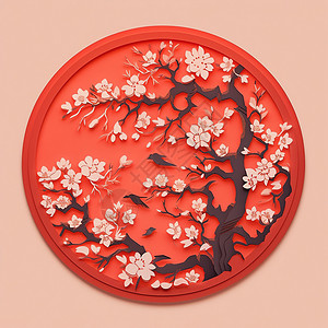 樱花形状剪纸艺术的魅力插画