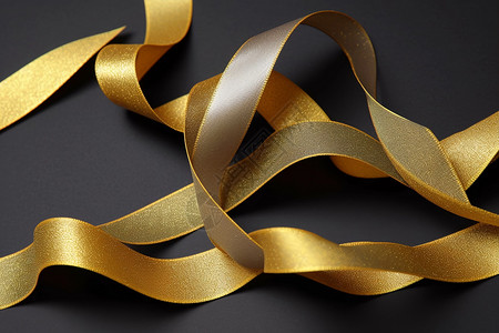 丝带缠绕金色的丝带背景