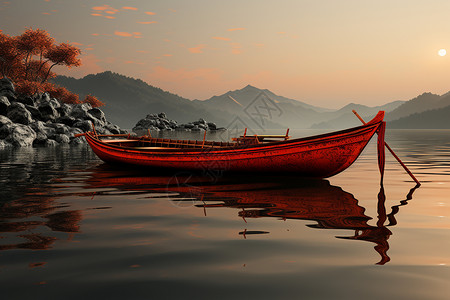 荡漾在水中的小船背景图片